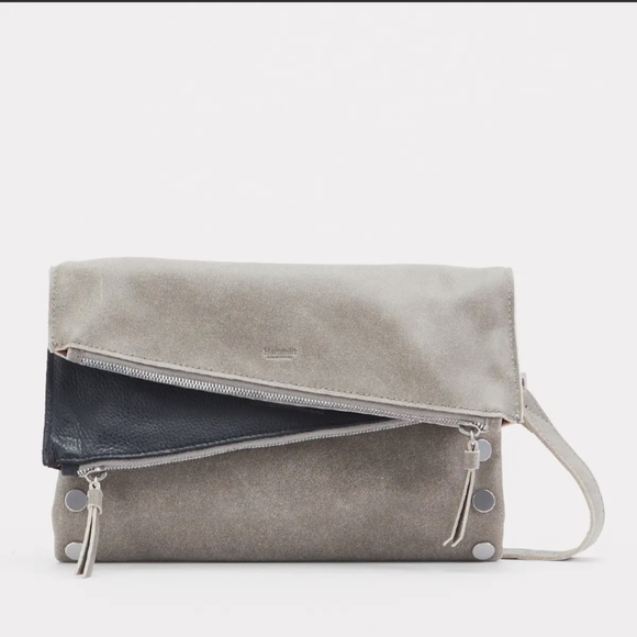 ❤️Hammitt Dillon Black Pewter Reversible 3 Way Clutch Crossbody leather Handbag - Picture 4 of 14